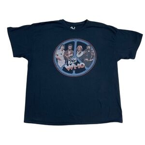 The Who Band Graphic Tee XXL Black 100% Cotton 2024 Vintage Style Peace Sign